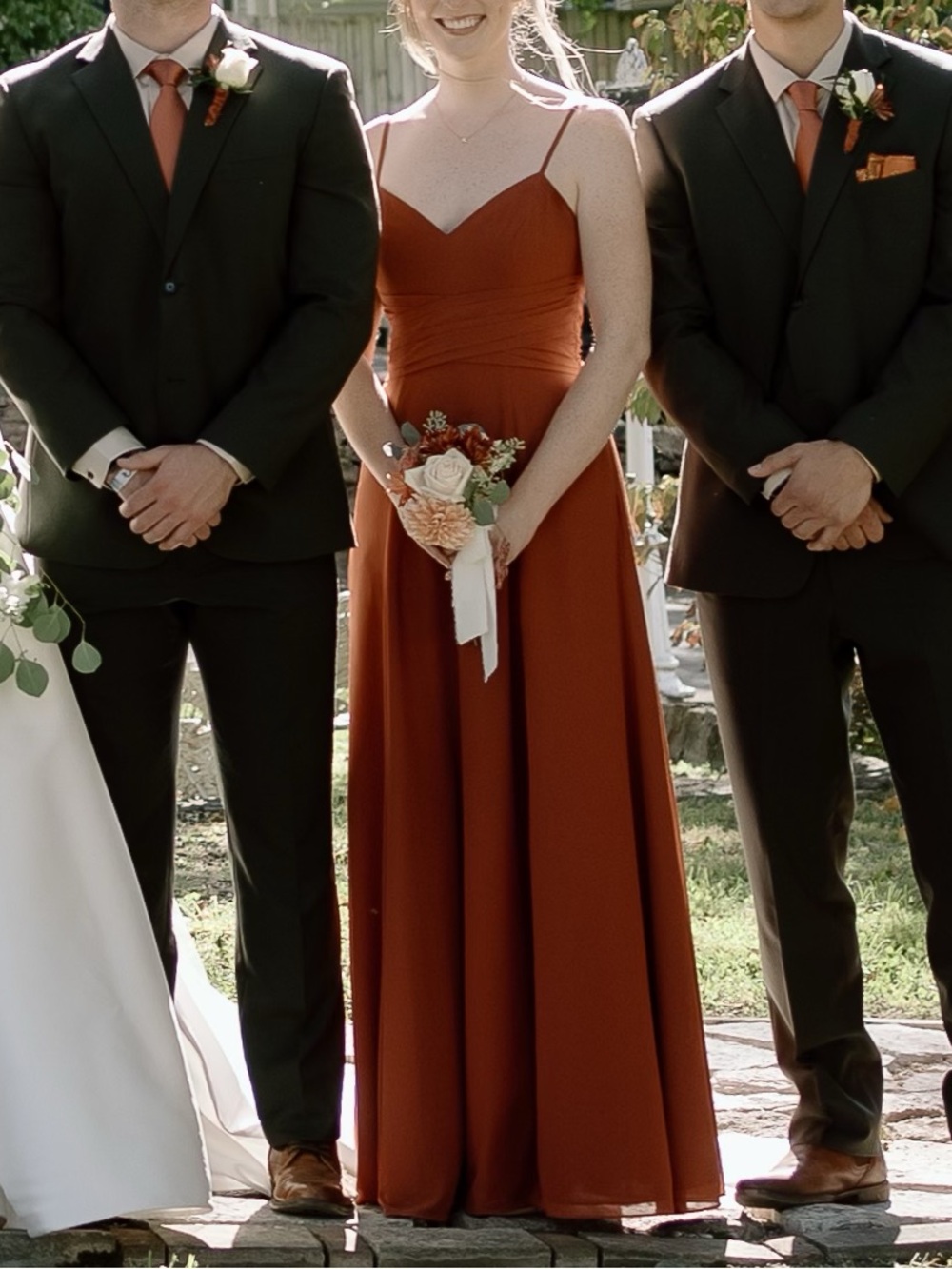 Celebrate DB Studios Chiffon Back Tie A-Line Maxi Dress in Cinnamon size 6